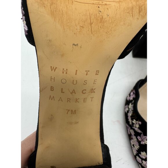 White House Black Market Womens Embroidered Goth Heeled Sandals Size 7M Black - Picture 4 of 11